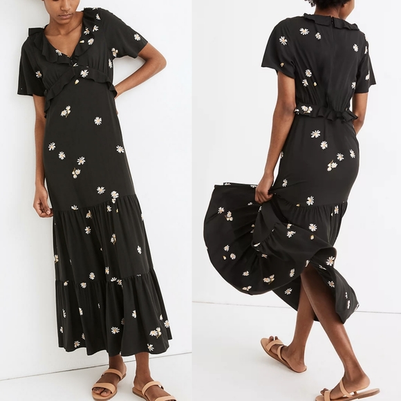 lazy daisies ruffle tiered maxi dress